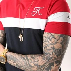 Offres 😍 Tee Shirt Tricolore Avec Broderie 008 Bleu Marine Blanc Rouge de Final Club ✨ -Final Club Soldes final club 127945 final 008 20180828T175724 03