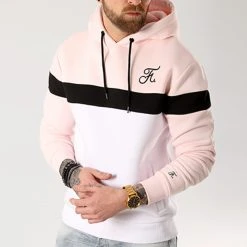 Promo 🥰 Sweat Capuche Tricolore Avec Broderie 035 Blanc Noir Rose de Final Club ⭐