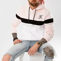 Promo 🥰 Sweat Capuche Tricolore Avec Broderie 035 Blanc Noir Rose de Final Club ⭐ -Final Club Soldes final club 127957 final 035 20180828T175724 05