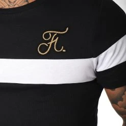 Promo ❤️ Tee 🔔 Shirt Gold Label Bicolore Avec Broderie Or 106 Blanc Noir de Final Club 👏 -Final Club Soldes final club 157796 FINAL 106 20181116T123157 04