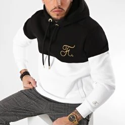 Acheter ⭐ Sweat Capuche Gold Label Bicolore Avec Broderie Or 109 Noir Blanc de Final Club ✨ -Final Club Soldes final club 158643 FINAL 109 20190104T122537 04