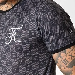 Remise ⭐ Tee Shirt Premium Fit Damier Avec Broderie 257 Noir Gris de Final Club ⌛ -Final Club Soldes final club 180278 FINAL 257 20190618T120208 03
