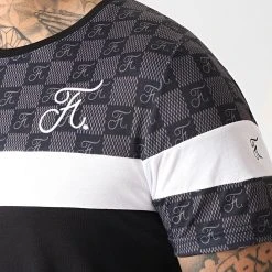 Budget 🔔 Tee 💯 Shirt Damier Tricolore Avec Broderie 256 Blanc Noir Gris de Final Club ❤️ -Final Club Soldes final club 182596 FINAL 256 20190621T152547 03