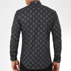 Meilleur prix 😀 Chemise Manches Longues Premium Avec Damier et Broderie 279 Noir de Final Club ✔️ -Final Club Soldes final club 198492 FINAL 279 20191213T143017 04