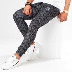 Tout neuf ✨ Pantalon Jogging Damier Avec Broderie 317 Noir Gris de Final Club ✔️ -Final Club Soldes final club 203753 FINAL 317 20200115T094016 03