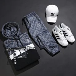 Tout neuf ✨ Pantalon Jogging Damier Avec Broderie 317 Noir Gris de Final Club ✔️ -Final Club Soldes final club 203753 FINAL 317 20200220T134342 07