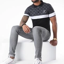 Promo 🧨 Polo Damier Tricolore Avec Broderie 381 Noir Gris de Final Club ⌛ -Final Club Soldes final club 219418 FINAL 381 20200721T143156 04