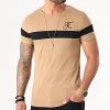 Bon marché ⭐ Tee 🛒 Shirt Bicolore Avec Broderie 441 Noir Camel de Final Club ✨