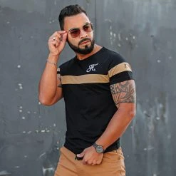 Offres 🤩 Tee Shirt Bicolore Avec Broderie 442 Camel Noir de Final Club ❤️ -Final Club Soldes final club 246271 FINAL 442 TPDT 20210816T085153 06