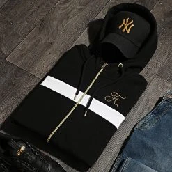 Vente flash ⭐ Sweat Capuche Zippé Avec Broderie 519 Blanc Noir Doré de Final Club 🔔 -Final Club Soldes final club 247072 FINAL 519 20210301T141501 06