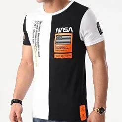 Meilleur prix 🤩 Tee Shirt Nasa Half Limited Edition Noir Blanc Détails Orange Fluo de Final Club 🤩