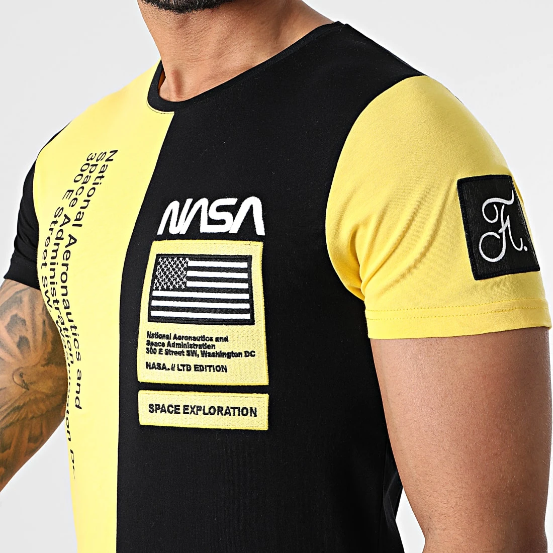Le moins cher 👏 Tee Shirt Nasa Half Colors Limited Edition Noir Jaune de Final Club 🛒 4 Le moins cher 👏 Tee Shirt Nasa Half Colors Limited Edition Noir Jaune de Final Club 🛒 – Image 2