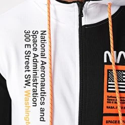 Remise ⌛ Sweat Zippé Capuche Nasa Half Limited Edition 563 Noir Blanc Détails Orange Fluo de Final Club 😍 -Final Club Soldes final club 249669 FINAL 563 20210409T145434 03