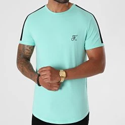 Promo ✔️ Tee 🌟 Shirt Oversize Premium A Bande 617 Bleu Pastel de Final Club 🎁