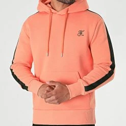 Remise 🌟 Sweat Capuche Premium A Bande 632 Orange Pastel de Final Club ✨