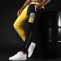 Promo ❤️ Pantalon Jogging Half Colors Limited Edition Noir Jaune de Final Club 🔔 -Final Club Soldes final club 263359 FINAL 686 20210629T141445 05