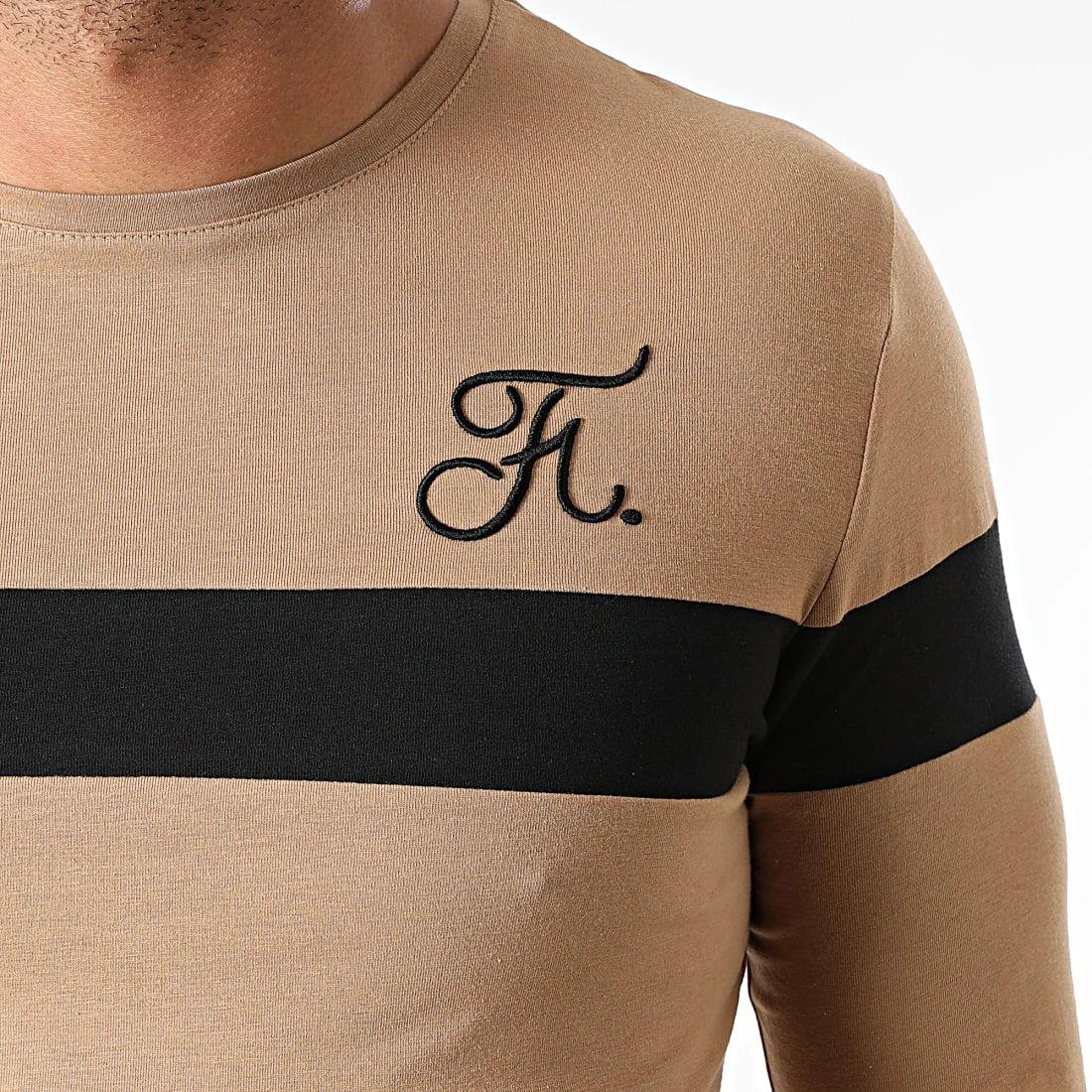 Meilleur prix 🎉 Tee Shirt Manches Longues Bicolore Avec Broderie 781 Camel Noir de Final Club 💯 4 Meilleur prix 🎉 Tee Shirt Manches Longues Bicolore Avec Broderie 781 Camel Noir de Final Club 💯 – Image 2