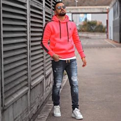 Offres ❤️ Sweat Capuche Premium A Bandes 725 Rose Fluo de Final Club ✨ -Final Club Soldes final club 280363 FINAL 725 20211112T154355 06