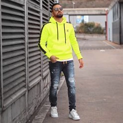 Promo 🧨 Sweat Capuche Premium A Bandes 726 Jaune Fluo de Final Club 🥰 -Final Club Soldes final club 280364 FINAL 726 20220127T073943 05