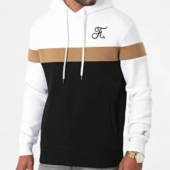 Offres 👍 Sweat Capuche Tricolore Avec Broderie 444 Blanc Camel Noir de Final Club 👏