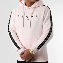 Budget ❤️ Sweat Capuche A Bandes Avec Broderie 779 Rose de Final Club 🥰