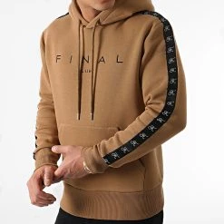 Sortie ✔️ Sweat Capuche A Bandes Avec Broderie 778 Camel de Final Club 💯