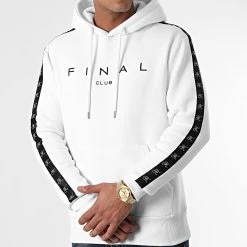 Sortie 💯 Sweat Capuche A Bandes Avec Broderie 773 Blanc de Final Club ⭐