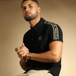 Meilleure affaire ✨ Polo Manches Courtes Luxury Edition A Bandes Avec Broderie Or 787 Noir de Final Club 🎁 -Final Club Soldes final club 285806 FINAL 787 20211206T100610 05