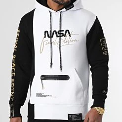 Final Club Soldes 32 Bon marché ⭐ Sweat Capuche Nasa Final Edition Noir Blanc Détails Or de Final Club 😀