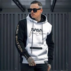 Bon marché ⭐ Sweat Capuche Nasa Final Edition Noir Blanc Détails Or de Final Club 😀 -Final Club Soldes final club 286771 FINAL 815 20211129T084003 05