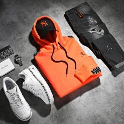 Meilleure affaire ⌛ Sweat Capuche Premium A Bandes 728 Orange Fluo de Final Club ❤️ -Final Club Soldes final club 291128 FINAL 728 20220128T144118 07