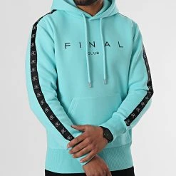 Meilleure affaire 🎉 Sweat Capuche A Bandes Avec Broderie 780 Bleu Pastel de Final Club 🧨
