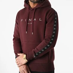 Meilleur prix 🌟 Sweat Capuche A Bandes Avec Broderie 855 Bordeaux de Final Club 🧨