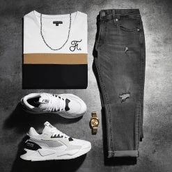 Acheter 🔔 Tee Shirt Tricolore Avec Broderie 440 Blanc Camel Noir de Final Club ✔️ -Final Club Soldes final club 296705 FINAL 440 20220302T154336 05