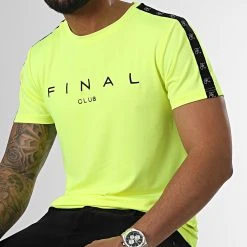 Budget ✔️ Tee ❤️ Shirt A Bandes Logo Premium Fit 939 Jaune Fluo de Final Club ⭐