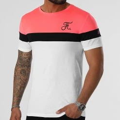 Promo 🛒 Tee ❤️ Shirt Tricolore Avec Broderie 950 Rose Fluo Noir Blanc de Final Club ✨ -Final Club Soldes final club 305548 FINAL 950 20220503T153656 01