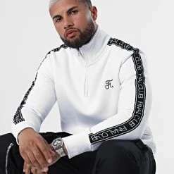 Vente flash ✔️ Sweat Col Zippé Premium A Bandes 835 Blanc de Final Club 😀 -Final Club Soldes final club 306012 FINAL 835 20220513T150356 02