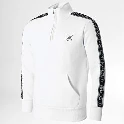 Vente flash ✔️ Sweat Col Zippé Premium A Bandes 835 Blanc de Final Club 😀