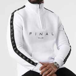 Le moins cher 😉 Sweat Col Zippé A Bandes Avec Broderie 964 Blanc de Final Club ⌛ -Final Club Soldes final club 306017 FINAL 964 20220503T153801 02