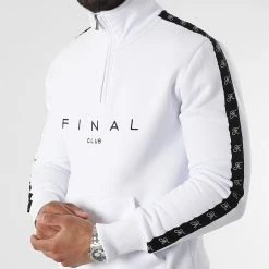 Le moins cher 😉 Sweat Col Zippé A Bandes Avec Broderie 964 Blanc de Final Club ⌛ -Final Club Soldes final club 306017 FINAL 964 20220503T153802 03