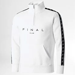 Le moins cher 😉 Sweat Col Zippé A Bandes Avec Broderie 964 Blanc de Final Club ⌛