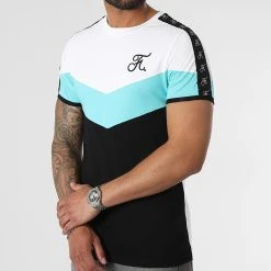 Grosses soldes 🧨 Tee Shirt Retro Tricolore 972 Bleu Pastel Noir Blanc de Final Club 💯