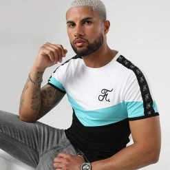 Grosses soldes 🧨 Tee Shirt Retro Tricolore 972 Bleu Pastel Noir Blanc de Final Club 💯 -Final Club Soldes final club 307065 FINAL 972 20220506T140502 03