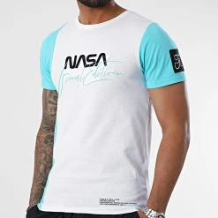 Nouveau 😉 Tee Shirt Nasa Final Edition 973 Blanc Bleu Pastel de Final Club 🛒