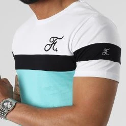 Acheter ✨ Tee ⌛ Shirt Tricolore Avec Broderie 977 Blanc Noir Bleu Pastel de Final Club 👍 -Final Club Soldes final club 307071 FINAL 977 20220506T140433 03