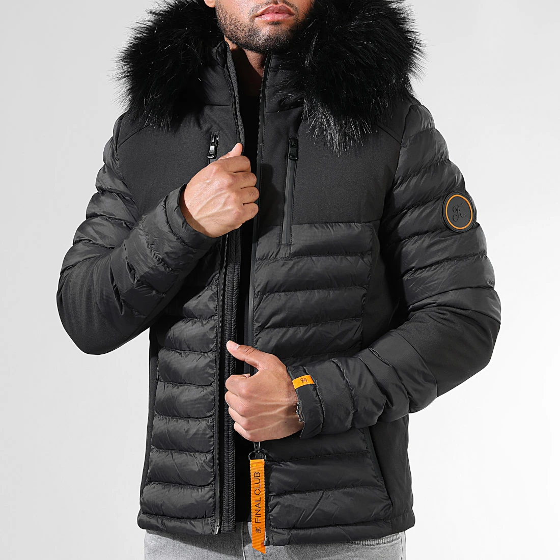 Grosses soldes ✔️ Doudoune Night Shark Noir Orange Avec Fourrure Noire 0014 Noir de Final Club 🔥 5 Grosses soldes ✔️ Doudoune Night Shark Noir Orange Avec Fourrure Noire 0014 Noir de Final Club 🔥 – Image 3