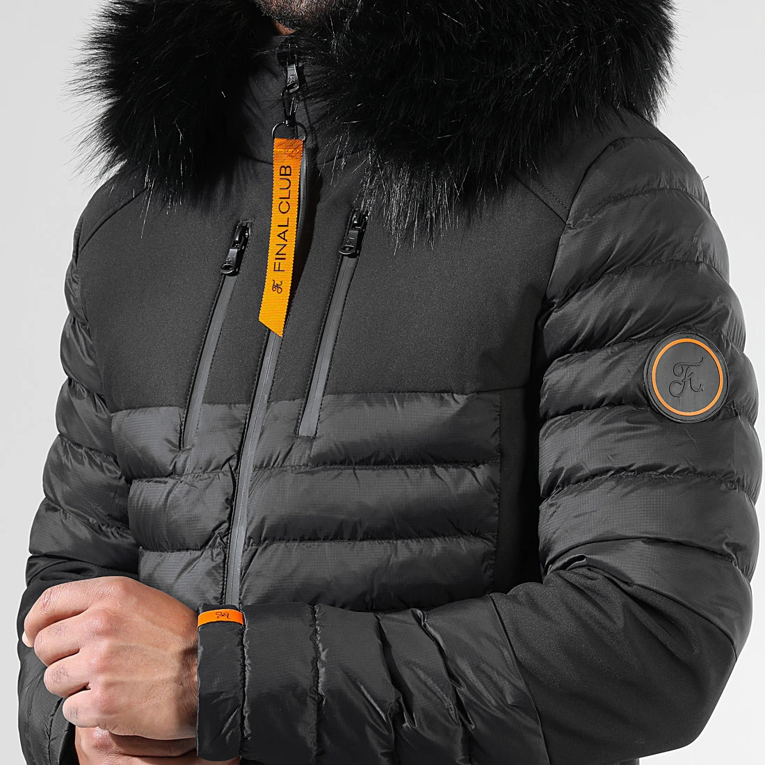 Grosses soldes ✔️ Doudoune Night Shark Noir Orange Avec Fourrure Noire 0014 Noir de Final Club 🔥 4 Grosses soldes ✔️ Doudoune Night Shark Noir Orange Avec Fourrure Noire 0014 Noir de Final Club 🔥 – Image 2