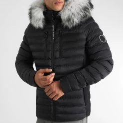 Tout neuf ❤️ Doudoune Capuche Premium Tech Noir Fourrure Grise de Final Club 🎁 -Final Club Soldes final club 316026 FINAL 1150510 0021 20221102T140856 03