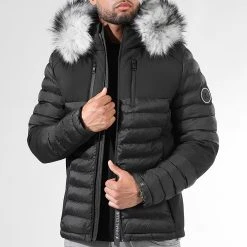 Offres 😉 Doudoune Night Shark Avec Fourrure Grise 0022 Noir de Final Club ⌛