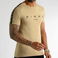 Vente flash ✔️ Tee ✔️ Shirt A Bandes Logo Premium Fit 1006 Beige de Final Club 🛒 -Final Club Soldes final club 319554 FINAL 1006 20220914T111252 01